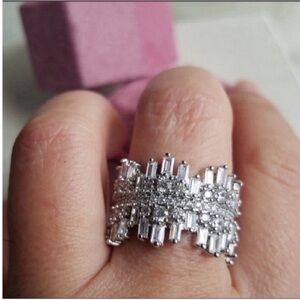 Swarovski Elements 925 Sterling Silver Statement Eternity Band NEW